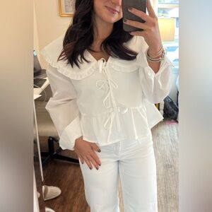 Elegant White Ruffle Blouse